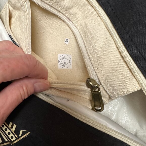 Laurel Burch Sun 'N Sand Extra Large Canvas Tote Top Zipped | Book Tote Bag Cats - Picture 13 of 15